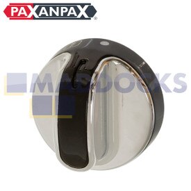 Compatible con Belling 60EDO, 601EDO; New World 541ETC, 551ETC, 601ETC, 601EDO Series Perilla de control negra y cromada para horno eléctrico principal