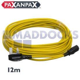 Compatible con Karcher T7 / 1, T9 / 1, T10 / 1, T12 / 1, T12 / 1ADV Series Aspiradora Cable de alimentación amarillo y conjunto de enchufe 13A (12M)