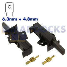 Escobillas de carbono compatibles con motores AEG/FHP de compensación, L/L1, con terminales de 6,3mm (26mm x 12mm x 5mm, paquete de 2)