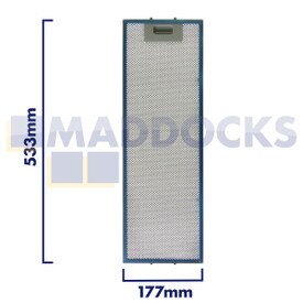Filtro universal para campana extractora de malla de alambre, longitud lateral del mango 177 mm, longitud lateral lisa 533 mm, se adapta a Elica, Ikea, Whirlpool, Electrolux