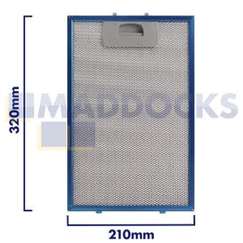 Filtro universal de malla de alambre para campana extractora, mango de 210 mm de longitud, lado liso de 320 mm, compatible con Teka