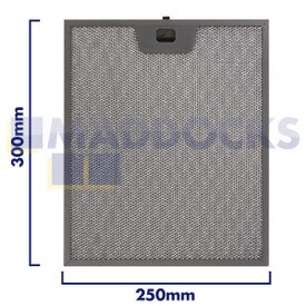 Filtro universal de malla de alambre para campana extractora, longitud lateral del mango 250 mm, longitud lateral lisa 300 mm, compatible con Electrolux, Zanussi