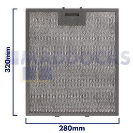 Filtro universal de malla de alambre para campana extractora, longitud lateral del mango 280 mm, longitud lateral plana 320 mm, compatible con BSH