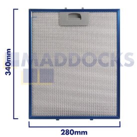 Filtro universal de malla de alambre para campana extractora, longitud lateral del mango 280 mm, longitud lateral lisa 340 mm, compatible con Teka
