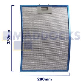 Filtro universal de malla de alambre para campana extractora, mango de 280 mm de largo, lado liso de 370 mm, compatible con Teka