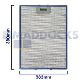 Filtro universal de malla de alambre para campana extractora, mango de 283 mm de longitud, lado liso de 380 mm, se adapta a Elica, Whirlpool, Ikea, Indesit