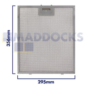Filtro universal para campana extractora de malla de alambre, longitud lateral del mango 295 mm, longitud lateral plana 356 mm, compatible con BSH