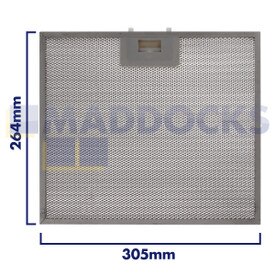 Filtro universal de malla de alambre para campana extractora, longitud lateral del mango 305 mm, longitud lateral plana 264 mm, compatible con BSH