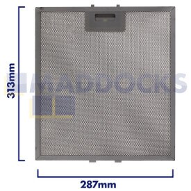 Filtro universal para campana extractora de malla de alambre, longitud lateral del mango 287 mm, longitud lateral lisa 313 mm, compatible con BSH