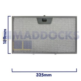 Filtro universal para campana extractora de malla de alambre, longitud lateral del mango 325 mm, longitud lateral lisa 189 mm, compatible con Faber