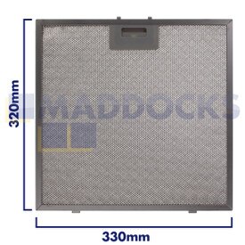 Filtro universal de malla de alambre para campana extractora, mango de 330 mm de longitud, lado liso de 320 mm, compatible con BSH