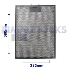 Filtro universal de malla de alambre para campana extractora, longitud lateral del mango 283 mm, longitud lateral plana 380 mm, compatible con BSH