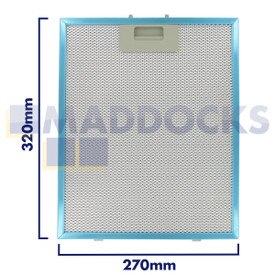 Filtro Universal para Campana Extractora de Malla de Alambre, Mango Largo Lateral 270mm, Largo Lateral Plano 320mm, para Baumatic, Estufas, Belling, New World