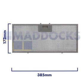 Universal Wire Mesh Cooker Hood Filter, Handle Side Length 385.5mm, Plain Side Length 173mm, fits BSH