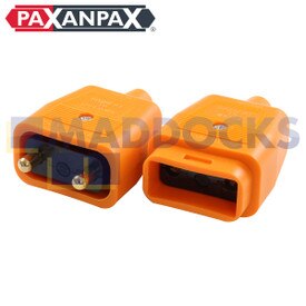 Universal Orange 2-Pin 250V, 10A Inline Cable Connector Joiner