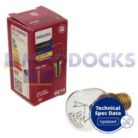 Bombilla de lámpara original para modelos GE para horno en caja [E14, 40W, 230V, 300°C, P45] (paquete de 1)
