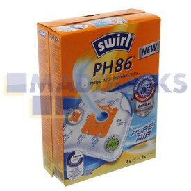 Compatible con Swirl tipo 'PH86' Electrolux, AEG, Philips, Tornado, Volta 'E200', bolsas de papel de tipo S-Bag (paquete de 4+1)