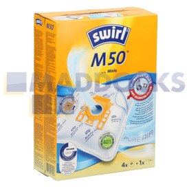 Compatible con Swirl tipo 'M50', Miele tipo 'FJM & H', kit de filtro y bolsas de SMS (paquete de 4+1)