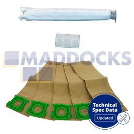 Kit de caja de mantenimiento de filtros y bolsas compatible con modelos VB475K Sebo 'X’ (paquete de 5+2)