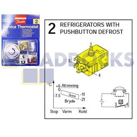 Kit de termostato original para modelos Danfoss 2 para refrigeradores con botón de descongelación y con capilar de 1,3m (077B7002)