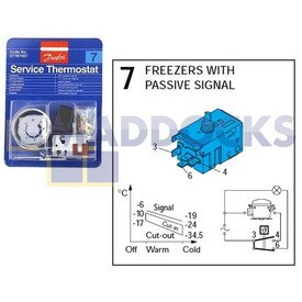 Kit de termostato original para modelos Danfoss 7 para congeladores con señal pasiva con capilar de 2,3m (077B7007)