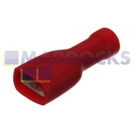 Terminal pulsador con aislamiento hembra rojo universal (6,3mm, paquete de 100)