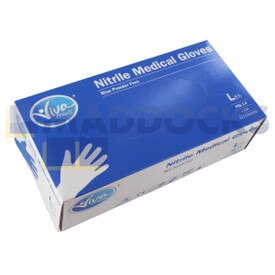 Guantes de trabajo de polvo de nitrilo azules y grandes, universales (paquete de 100)