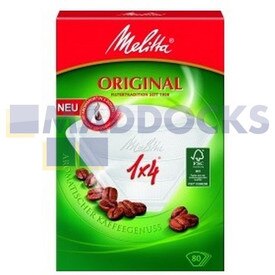 Papeles de filtros de café blancos originales para modelos Melitta 1x4 (paquete de 80)