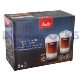 Original auténtico, Melitta, vaso de cristal doble para latte macchiato (paquete de 2, 300ml)