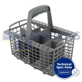 Cesto para cubiertos de ocho compartimentos de plástico gris universal con mango original para modelos Ariston AFA, LSV; Creda IDI, IDV; Hotpoint BFI, BFV, DW; Indesit DI, DV, IDL