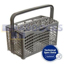 Universal, bandeja de cubertería de perfil delgado extraíble y tamaño completo 2 en 1 para lavavajillas (230mm x 130mm x 145mm)