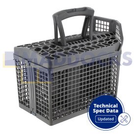 Cesto para cubiertos de ocho compartimentos de plástico gris oscuro universal con mango original para modelos AEG, Electrolux, Zanussi (150mm x 280mm x 250mm)
