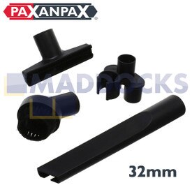 Kit de accesorios de plástico negro universal con cabezal para hendiduras, cabezal para tapicería con cepillo, cepillo para polvo redondo y accesorio Tree Caddy (32mm)