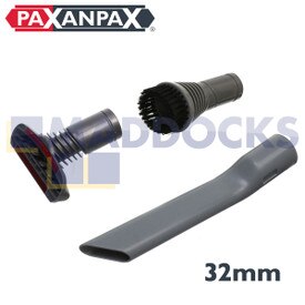 Kit de accesorios con cabezal para hendiduras, cepillo para polvo redondo y cabezal para escaleras de color hacero compatible con modelos Dyson DC14 (32mm)