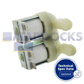 Válvula de solenoide universal (2 vía, 180°, salida de diámetro interno: 10,5mm, capacidad: 5,5l/min, conectores: pestañas, V220/240V, 50/60Hz)
