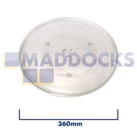 Placa giratoria universal de vidrio para microondas con 6 fijadores (360 mm)